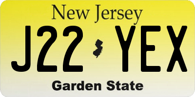 NJ license plate J22YEX