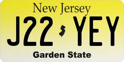NJ license plate J22YEY