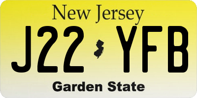 NJ license plate J22YFB