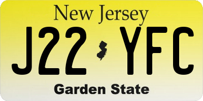 NJ license plate J22YFC