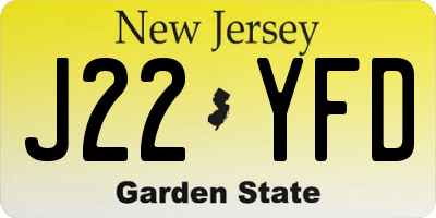 NJ license plate J22YFD