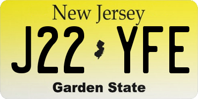 NJ license plate J22YFE
