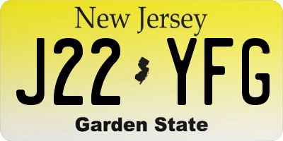 NJ license plate J22YFG