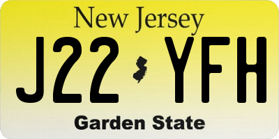 NJ license plate J22YFH