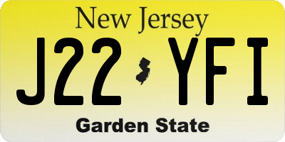 NJ license plate J22YFI