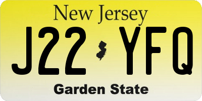 NJ license plate J22YFQ