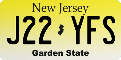 NJ license plate J22YFS