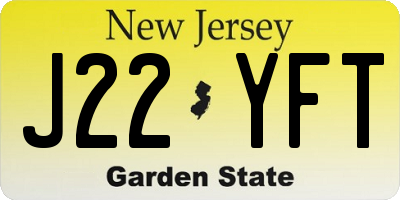 NJ license plate J22YFT