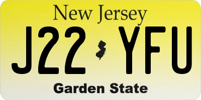 NJ license plate J22YFU