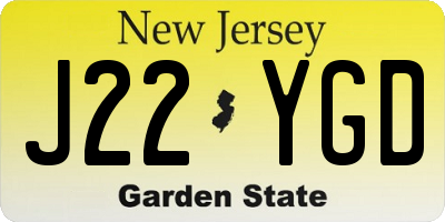 NJ license plate J22YGD