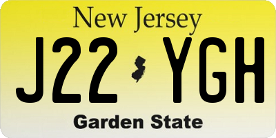 NJ license plate J22YGH