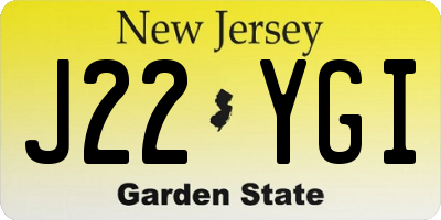 NJ license plate J22YGI