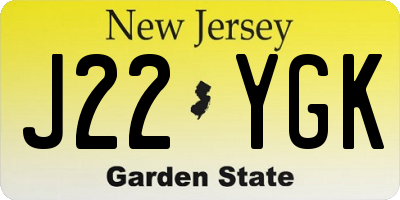 NJ license plate J22YGK