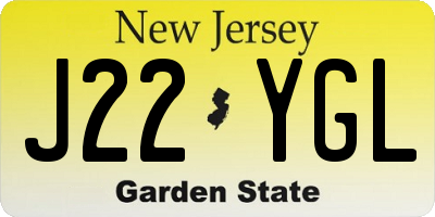 NJ license plate J22YGL
