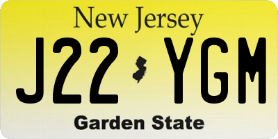 NJ license plate J22YGM