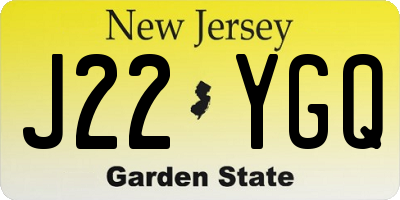 NJ license plate J22YGQ