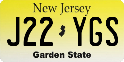 NJ license plate J22YGS