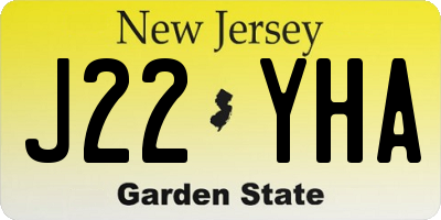 NJ license plate J22YHA