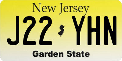 NJ license plate J22YHN