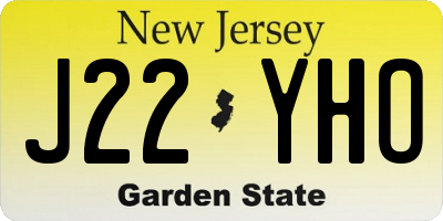 NJ license plate J22YHO