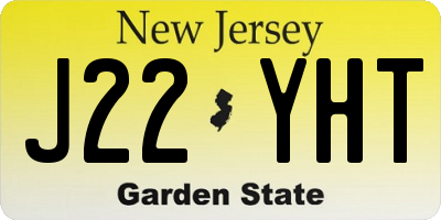 NJ license plate J22YHT