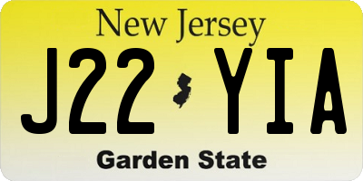 NJ license plate J22YIA
