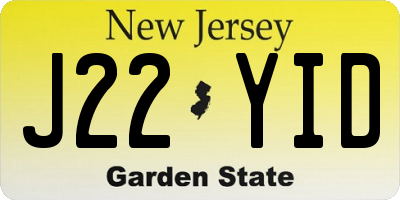NJ license plate J22YID