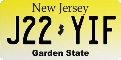 NJ license plate J22YIF