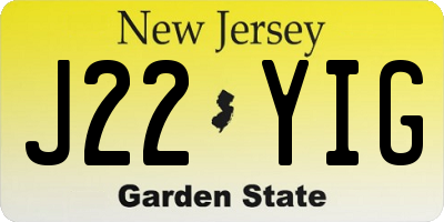 NJ license plate J22YIG