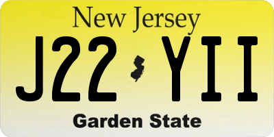NJ license plate J22YII