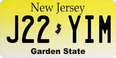 NJ license plate J22YIM