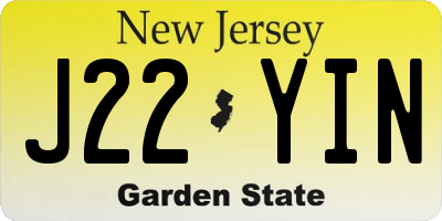 NJ license plate J22YIN