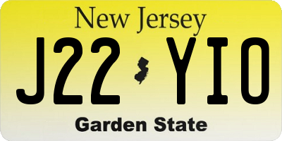 NJ license plate J22YIO
