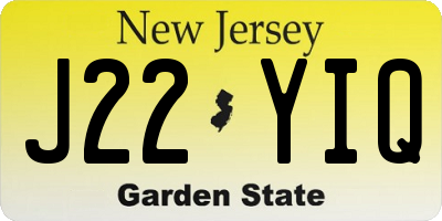 NJ license plate J22YIQ