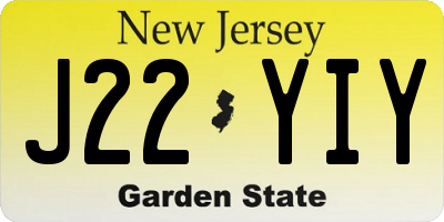 NJ license plate J22YIY