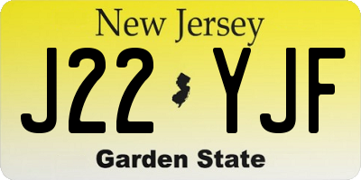 NJ license plate J22YJF
