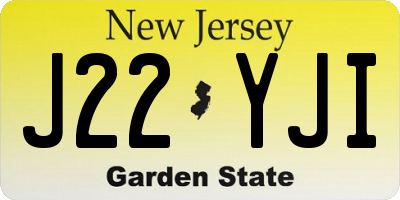 NJ license plate J22YJI
