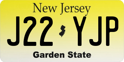 NJ license plate J22YJP