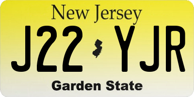 NJ license plate J22YJR