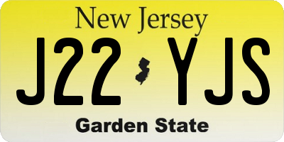 NJ license plate J22YJS