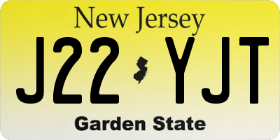 NJ license plate J22YJT