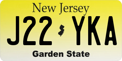 NJ license plate J22YKA