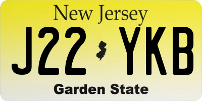 NJ license plate J22YKB