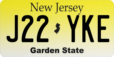 NJ license plate J22YKE