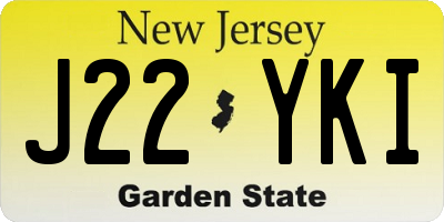 NJ license plate J22YKI