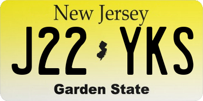 NJ license plate J22YKS
