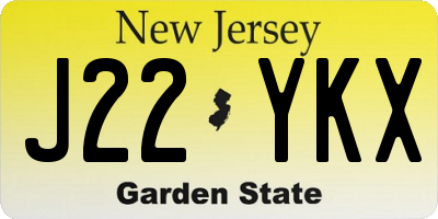 NJ license plate J22YKX