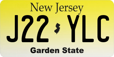 NJ license plate J22YLC