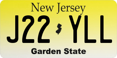 NJ license plate J22YLL