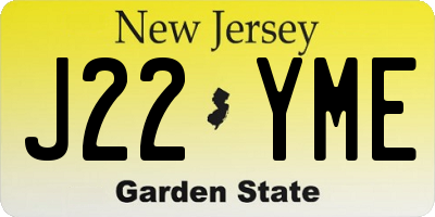 NJ license plate J22YME